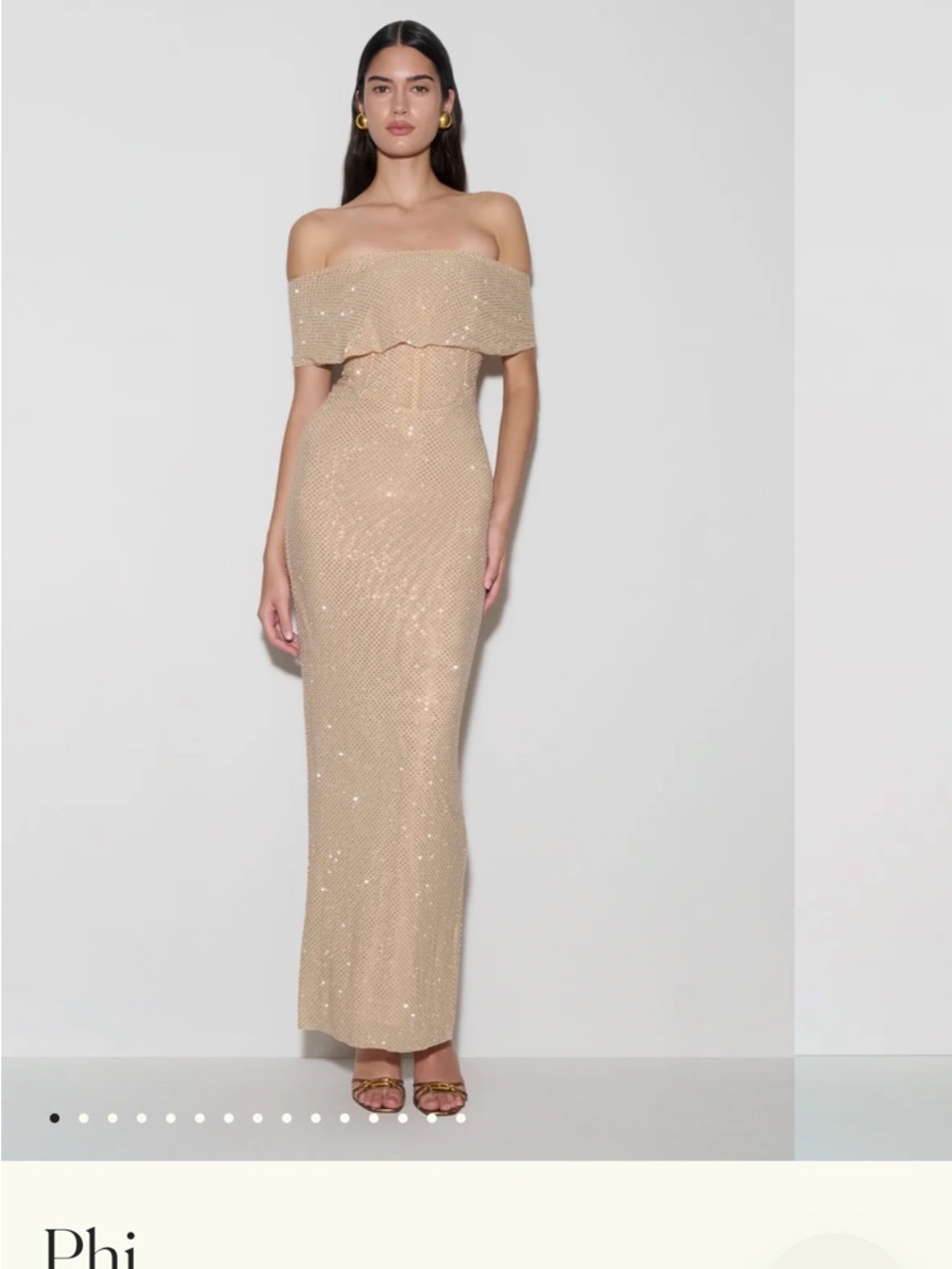 Meshki Phi Multi-Wear Cowl Diamante Maxi Dress - Gold